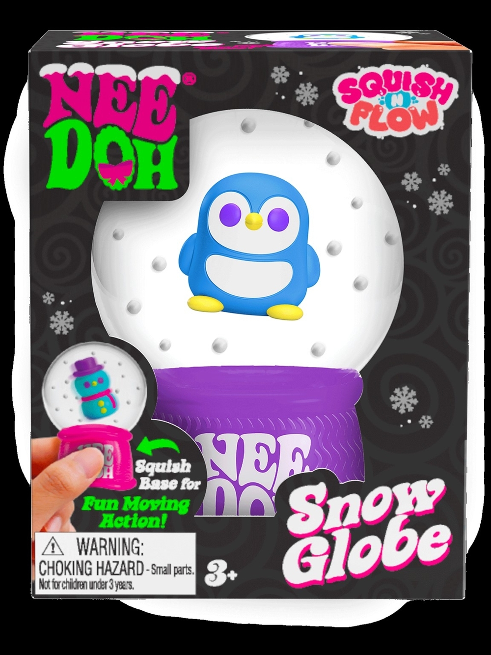 Nee Doh Squish n' Flow Blue Penguin Snow Globe with Purple Base